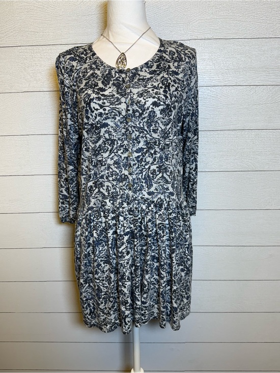 Peruvian Connection Dresses & Skirts - Peruvian Connection Blue & White Floral Long Sleeve Dress Pima cotton blend S